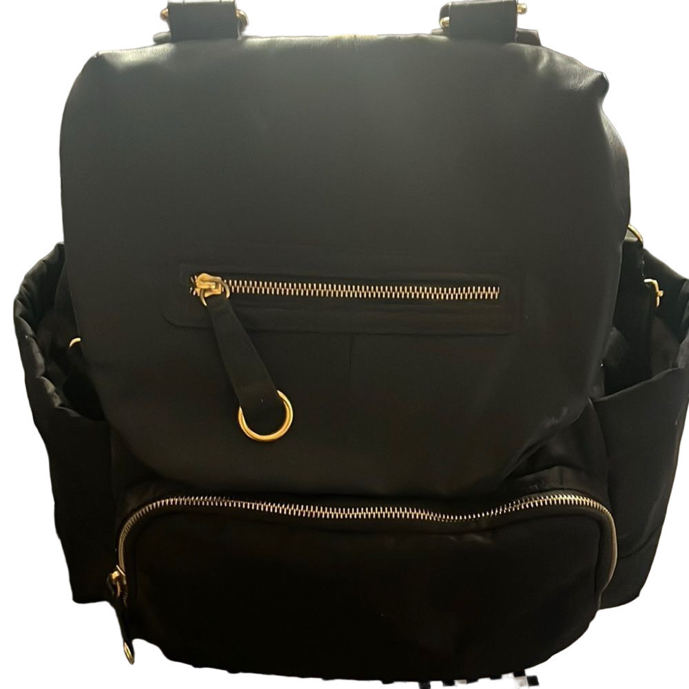 Skip Hop Professional Black Backpack (Diaper bag) with Gold Accents | EUC
